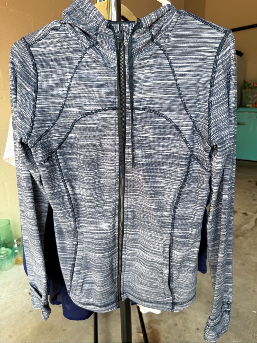 lululemon athletica Striped Blue Hooded Full-Zip Jacket